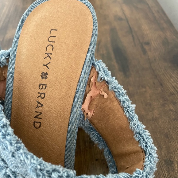 Lucky Brand Denim Frayed Mule Heels - Picture 7 of 12